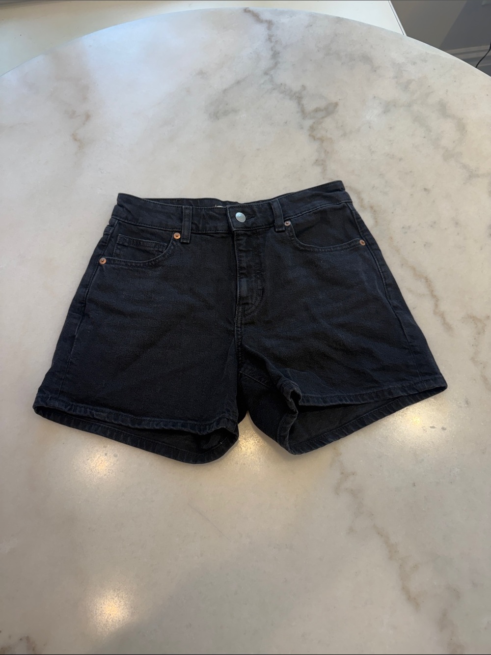 H&M Black High-Rise Denim Shorts